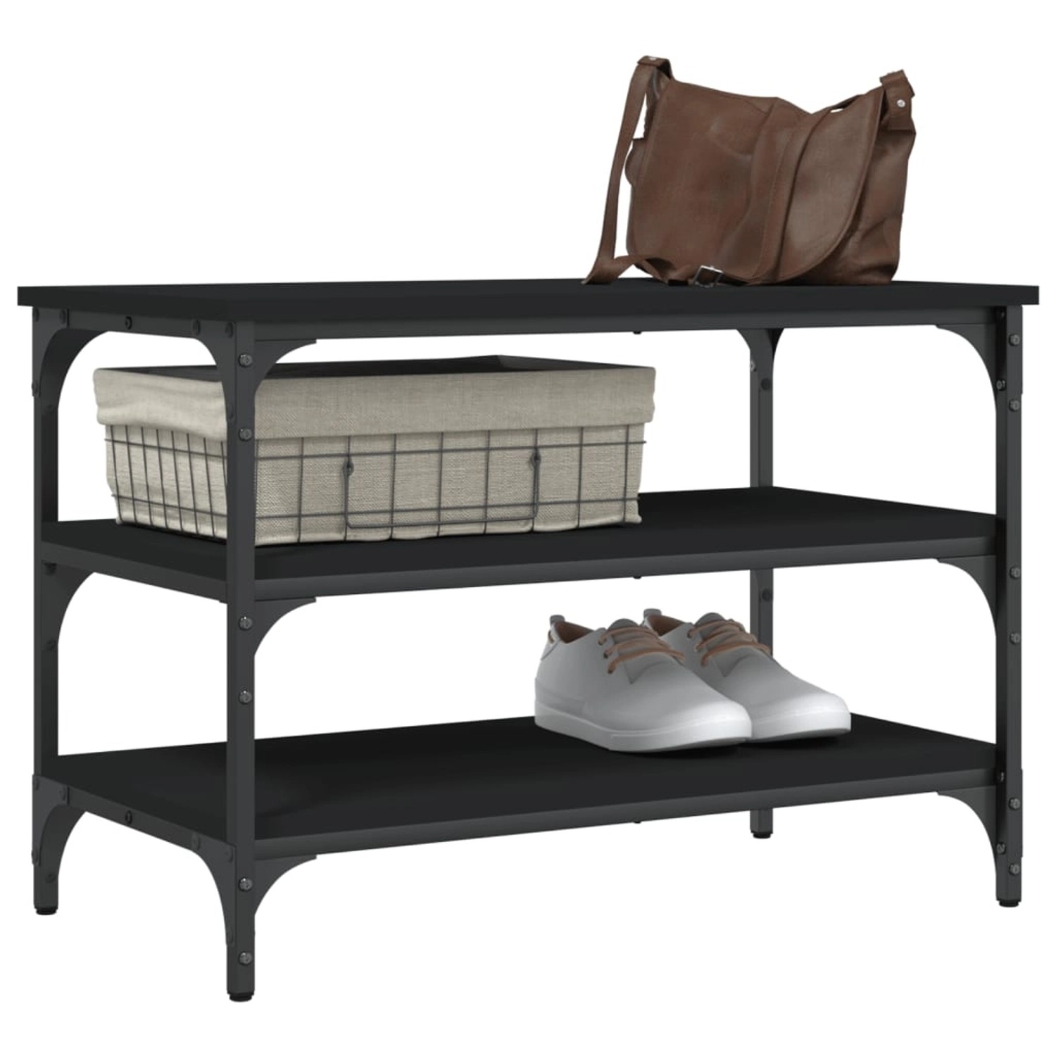 vidaXL Schuhbank Schwarz 70x38,5x49 cm Holzwerkstoff von VIDAXL