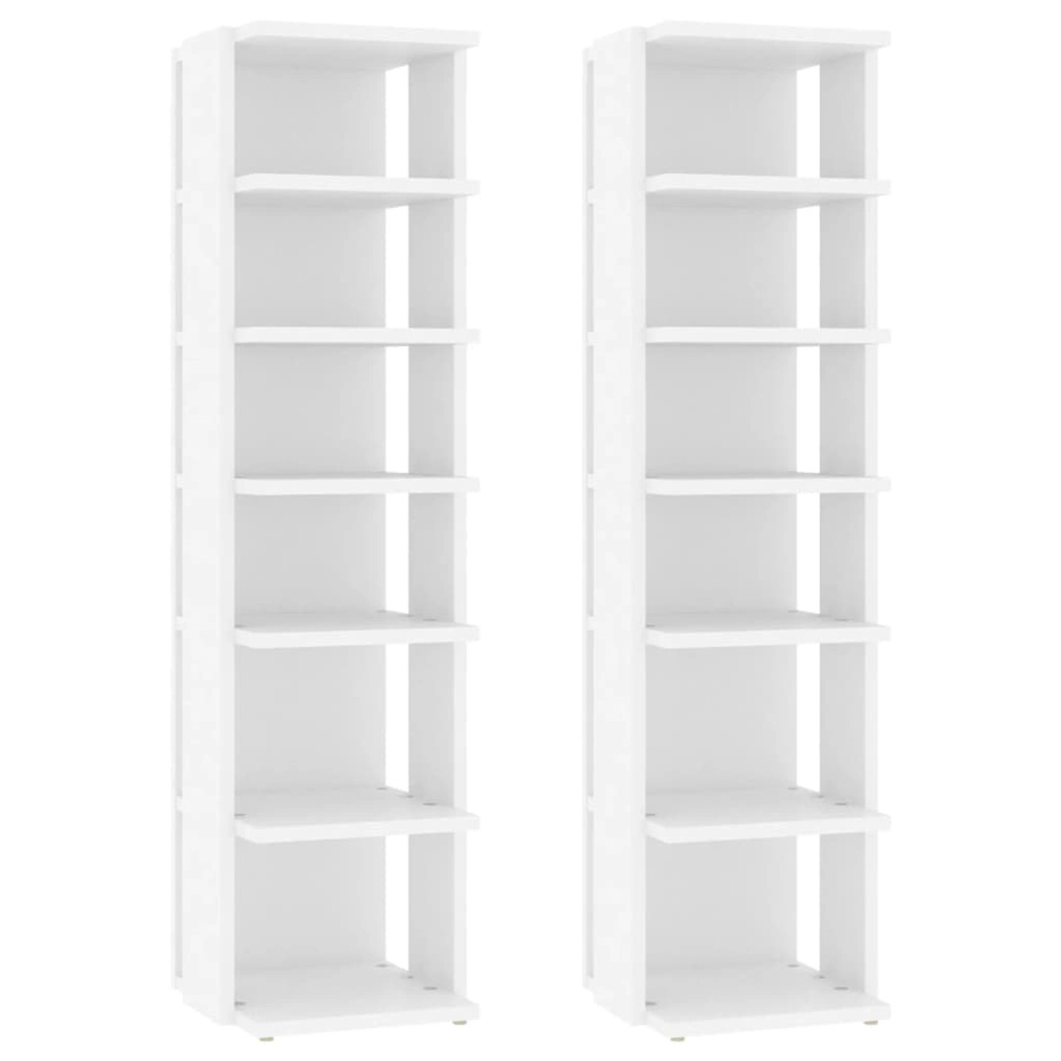 vidaXL Schuhschränke 2 Stk Weiß 27,5x27x102 cm Holzwerkstoff 808486 von VIDAXL