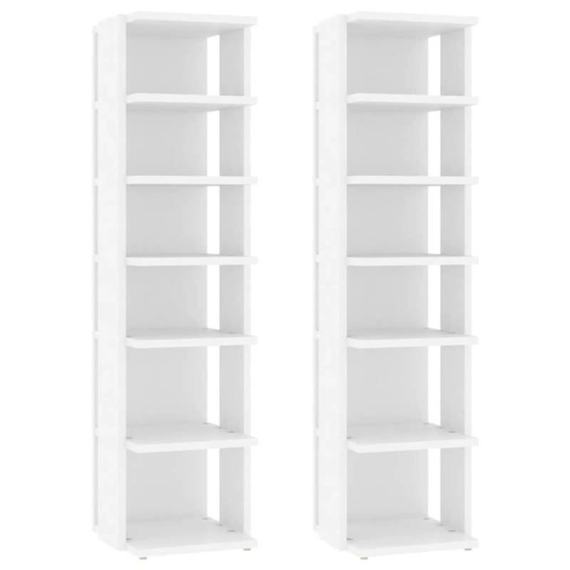 vidaXL Schuhschränke 2 Stk Weiß 27,5x27x102 cm Holzwerkstoff 808486 von VIDAXL