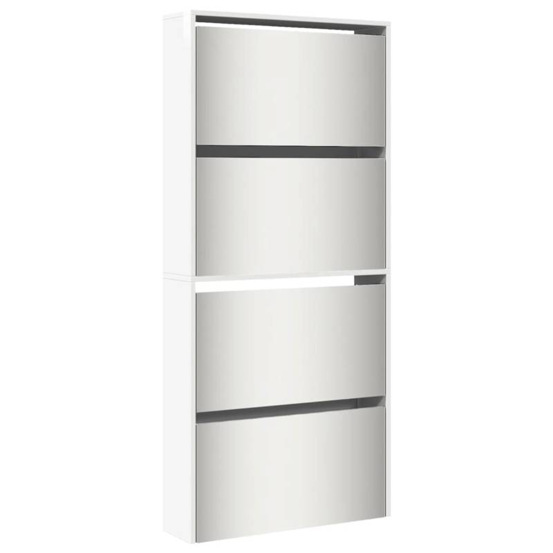 vidaXL Schuhschrank mit Spiegel 4 Fächer Hochglanz-Weiß 63x17x134 cm 3228276 vidaXL Schuhschrank mit Spiegel 4 Fächer Hochglanz-Weiß 63x17x134 cm 3228276 von VIDAXL