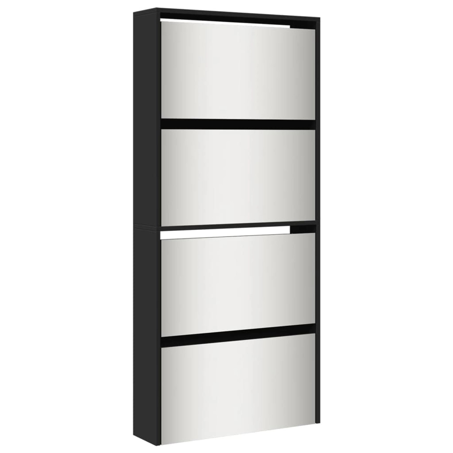 vidaXL Schuhschrank mit Spiegel 4 Fächer Schwarz 63x17x134 cm 3228274 von VIDAXL