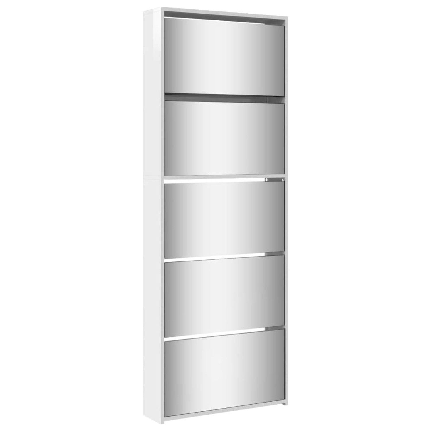 vidaXL Schuhschrank mit Spiegel 5 Fächer Hochglanz-Weiß 63x17x169,5 cm 3228282 von VIDAXL