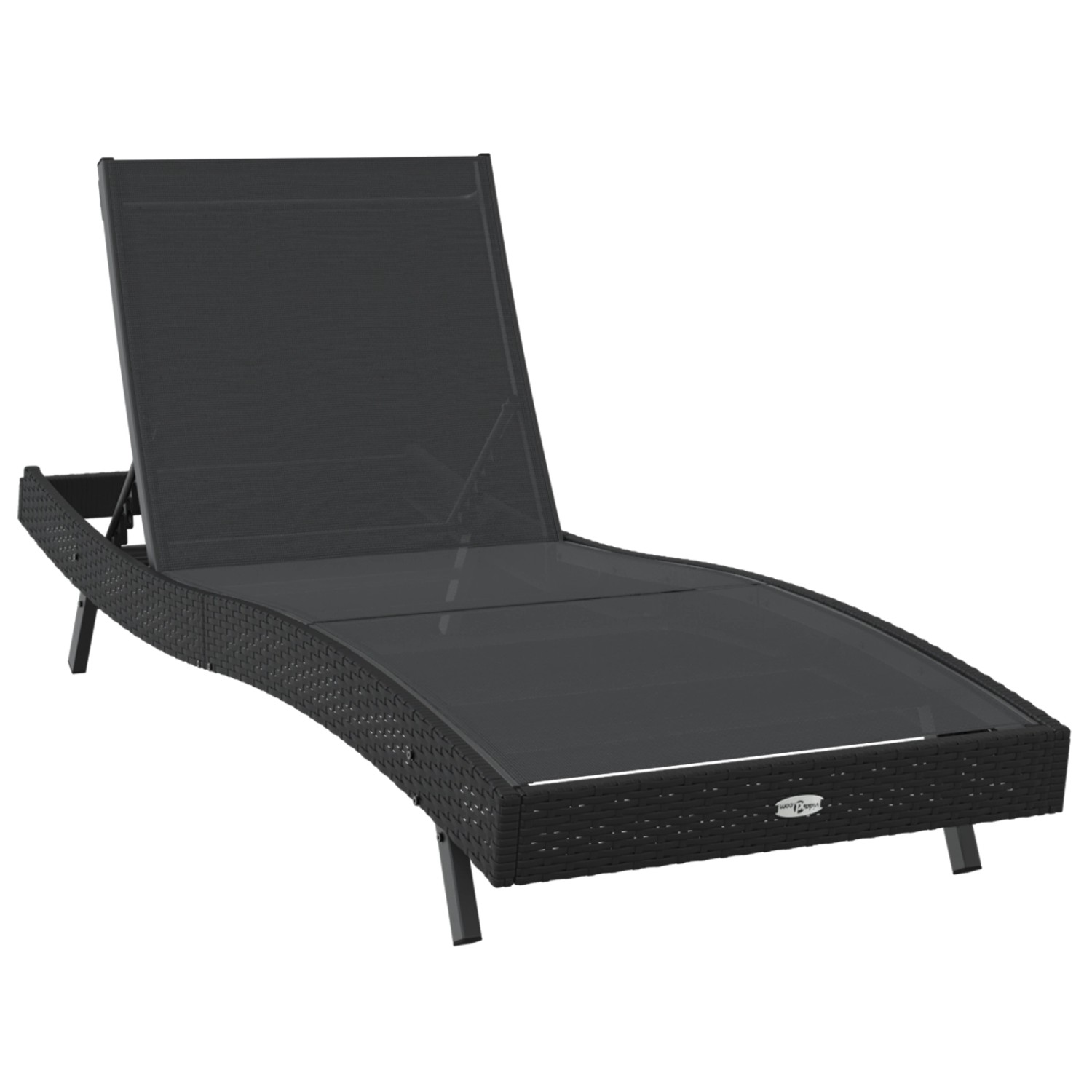 vidaXL Schwarze Sonnenliege aus Poly Rattan und Textilene von 42009977 vidaXL Schwarze Sonnenliege aus Poly Rattan und Textilene von 42009977 von VIDAXL