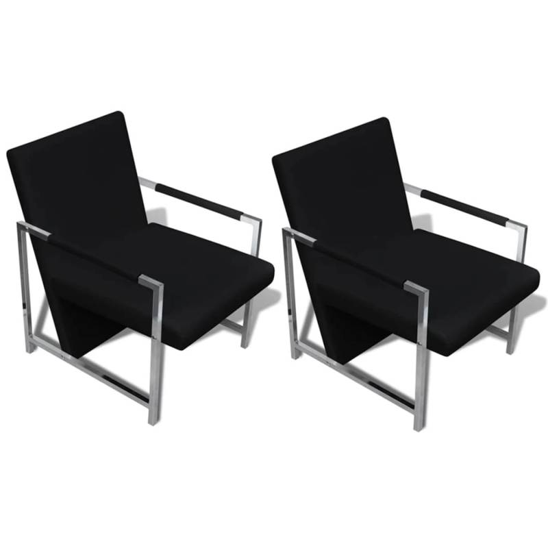 vidaXL Sessel 2 Stk Verchromtes Gestell Schwarz Kunstleder von VIDAXL