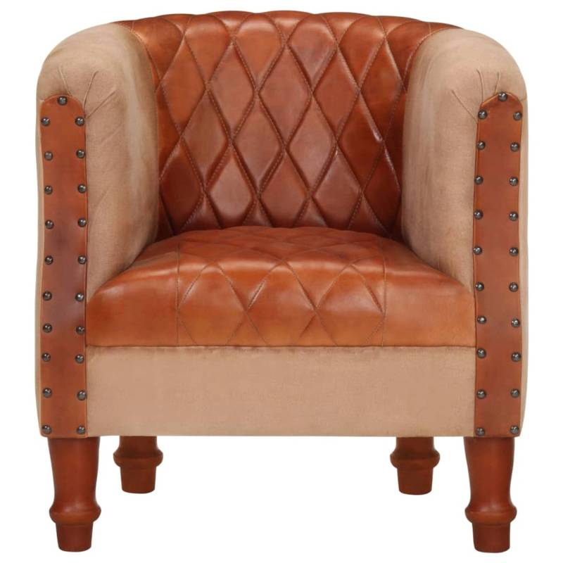 vidaXL Sessel Braun Echtleder und Massivholz Mango Modell 2 von VIDAXL