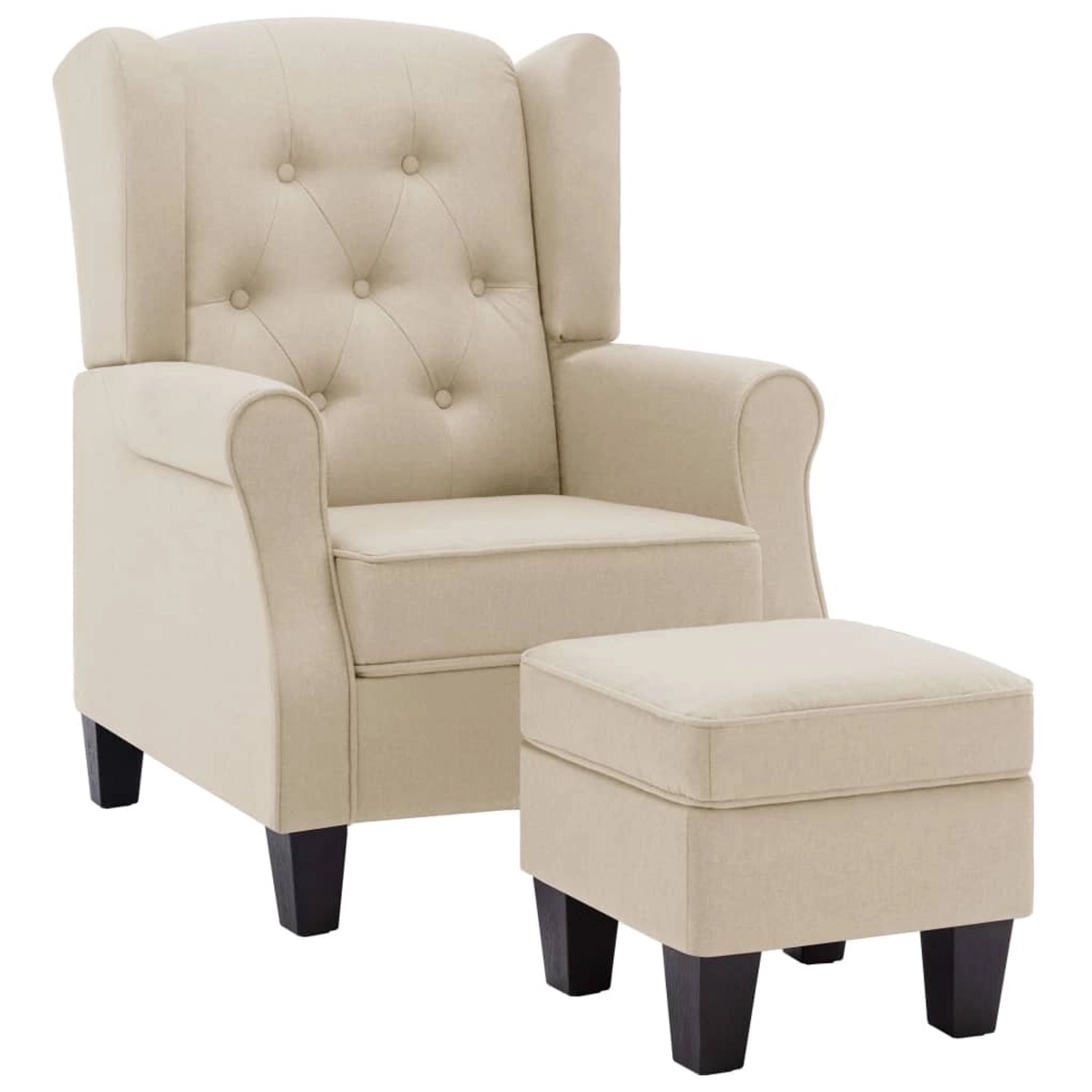vidaXL Sessel mit Fußhocker Creme Stoff vidaXL Sessel mit Fußhocker Creme Stoff von VIDAXL