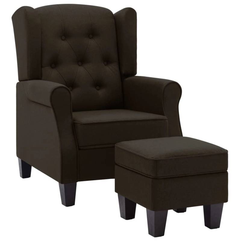 vidaXL Sessel mit Fußhocker Dunkelbraun Stoff von VIDAXL