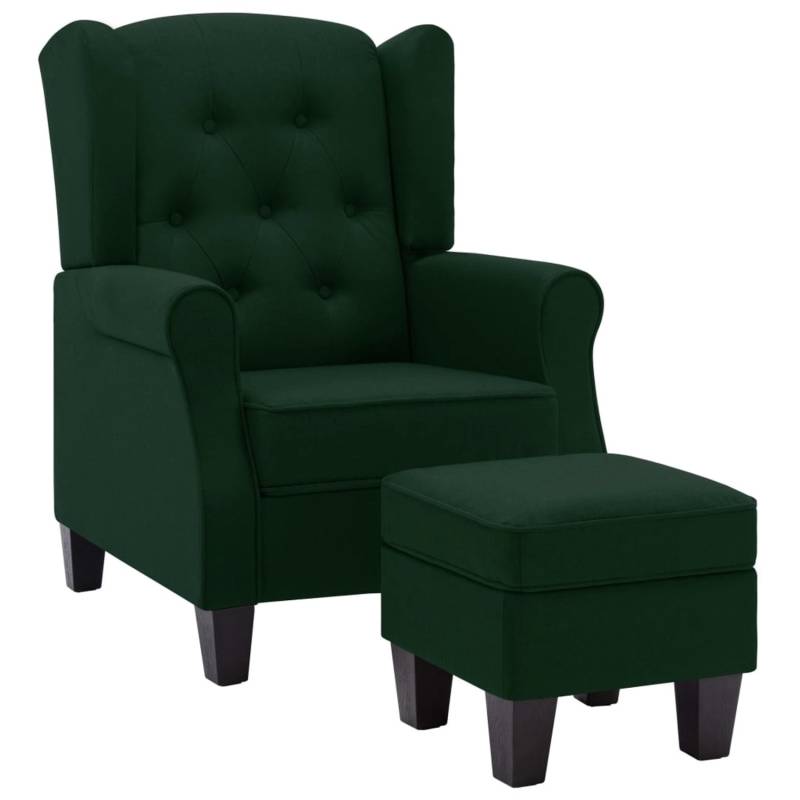 vidaXL Sessel mit Fußhocker Dunkelgrün Stoff vidaXL Sessel mit Fußhocker Dunkelgrün Stoff von VIDAXL