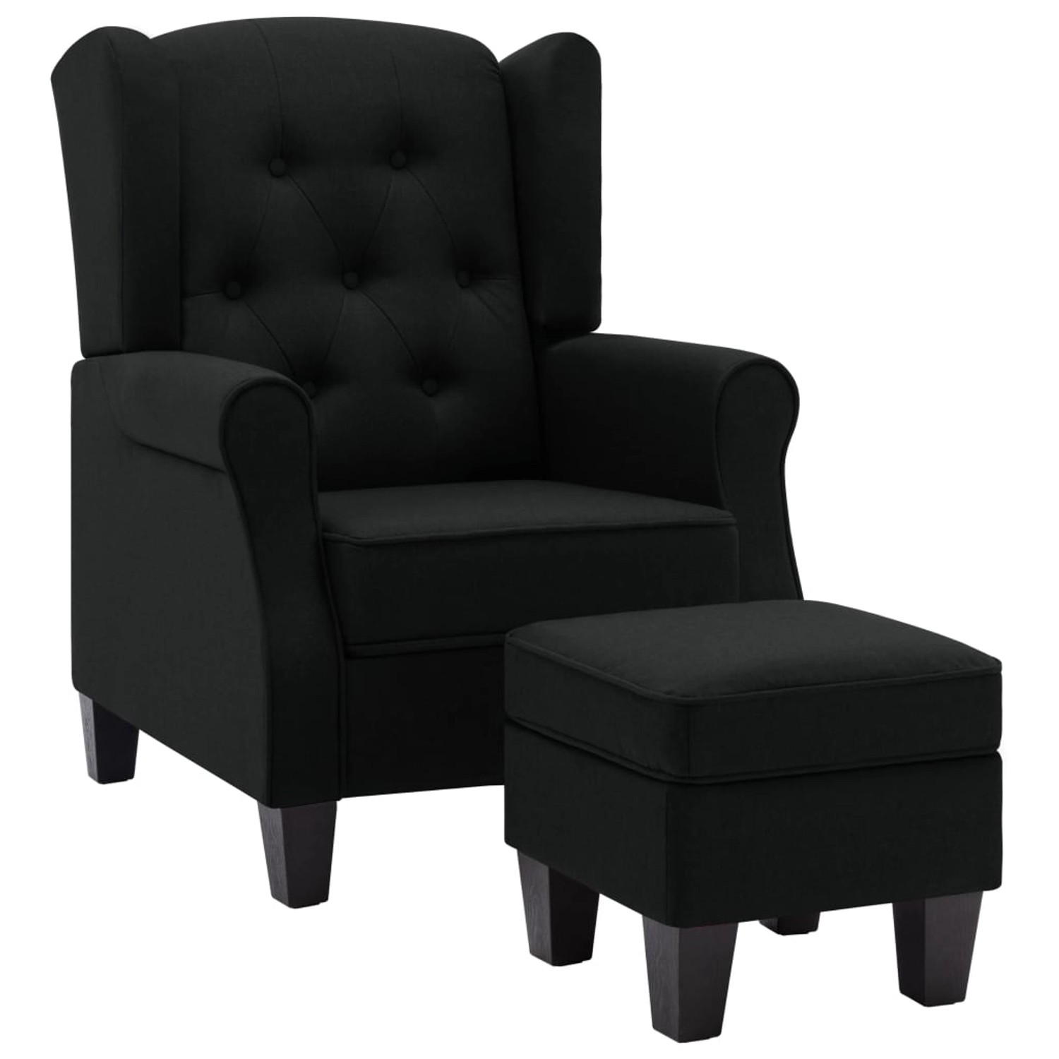 vidaXL Sessel mit Fußhocker Schwarz Stoff vidaXL Sessel mit Fußhocker Schwarz Stoff von VIDAXL