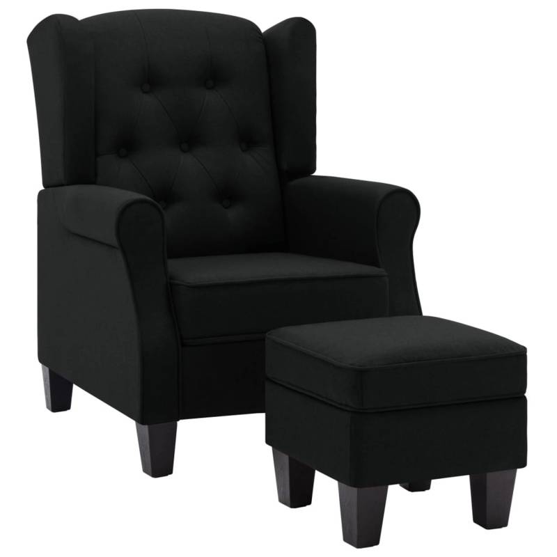 vidaXL Sessel mit Fußhocker Schwarz Stoff von VIDAXL