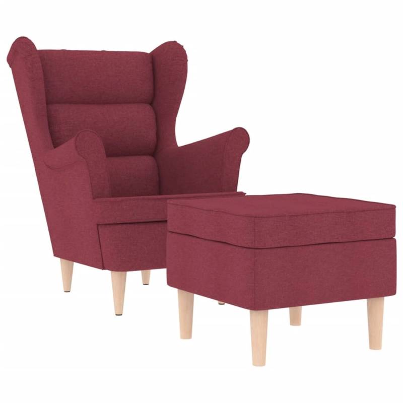 vidaXL Sessel mit Fußhocker Weinrot Stoff 3307992 von VIDAXL