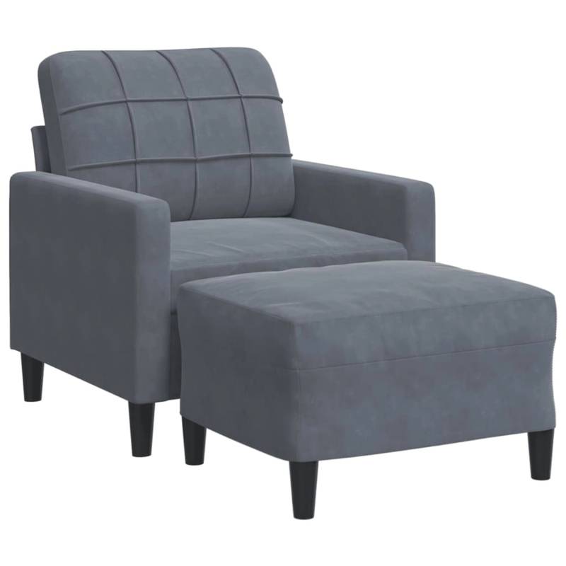 vidaXL Sessel mit Hocker Dunkelgrau 60 cm Samt 2163265 von VIDAXL
