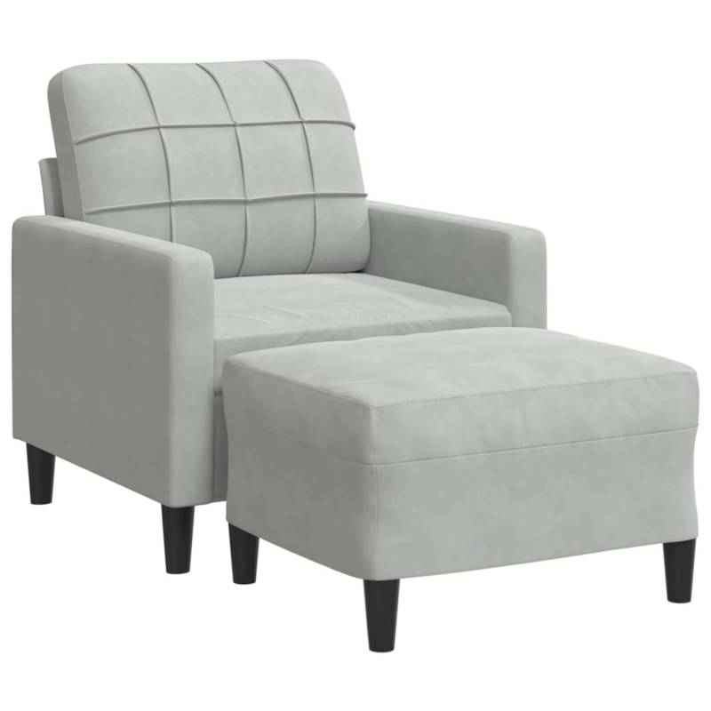 vidaXL Sessel mit Hocker Hellgrau 60 cm Samt 2150035 von VIDAXL