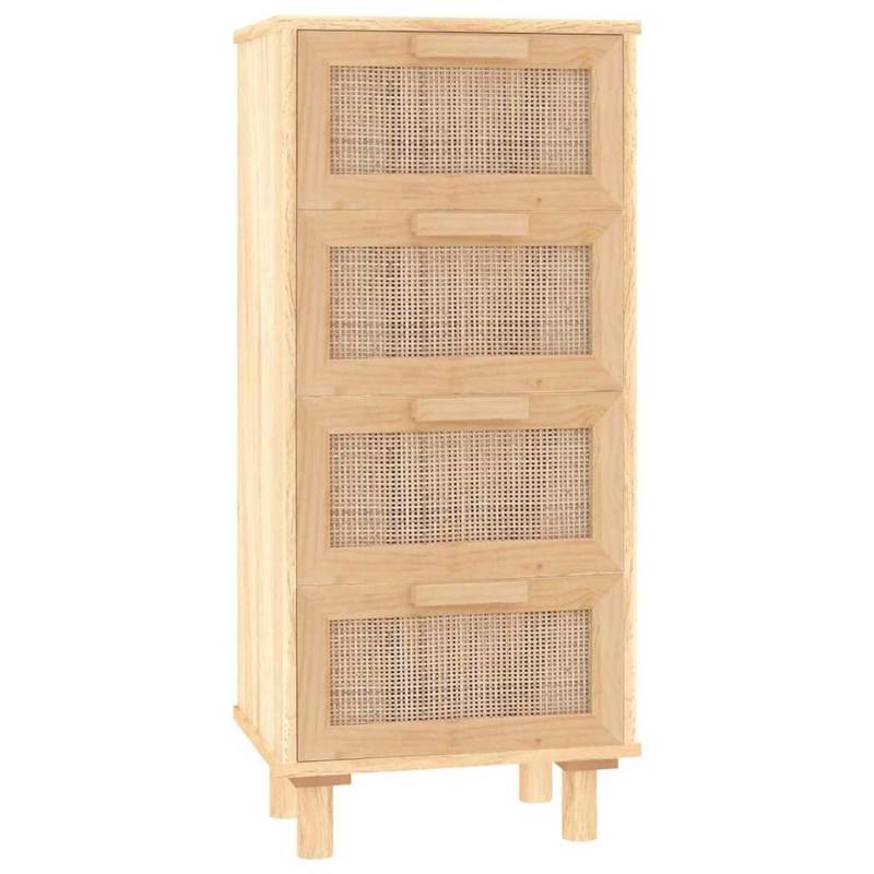 vidaXL Sideboard Braun 40x30x90 cm Massivholz Kiefer und Natur-Rattan 345644 von VIDAXL