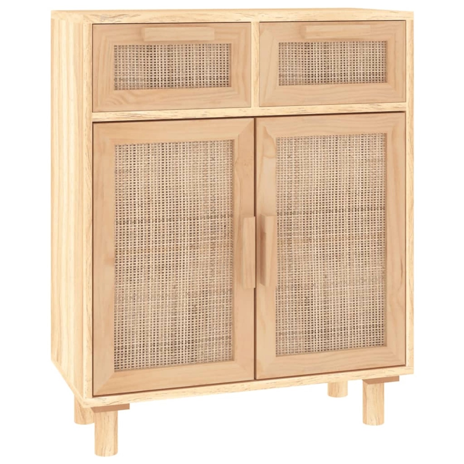 vidaXL Sideboard Braun 60x30x75 cm Massivholz Kiefer und Natur-Rattan 345638 von VIDAXL