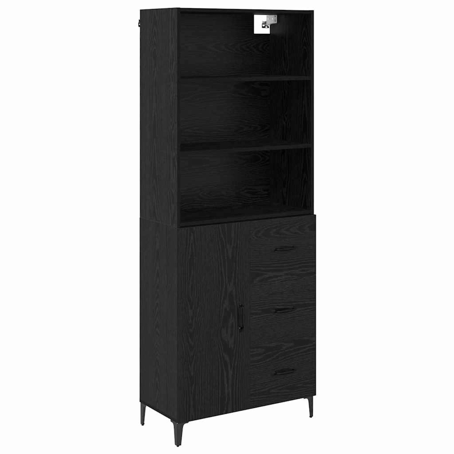 vidaXL Sideboard Wandmontiert 2 Stk Schwarz Eichen-Optik Holzwerkstoff 3416167 von VIDAXL