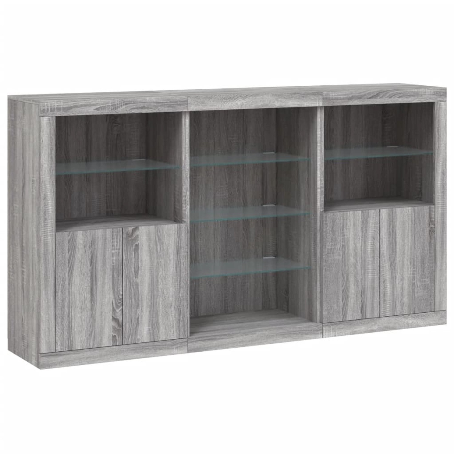 vidaXL Sideboard mit LED-Leuchten Grau Sonoma 181,5x37x100 cm 3209182 von VIDAXL