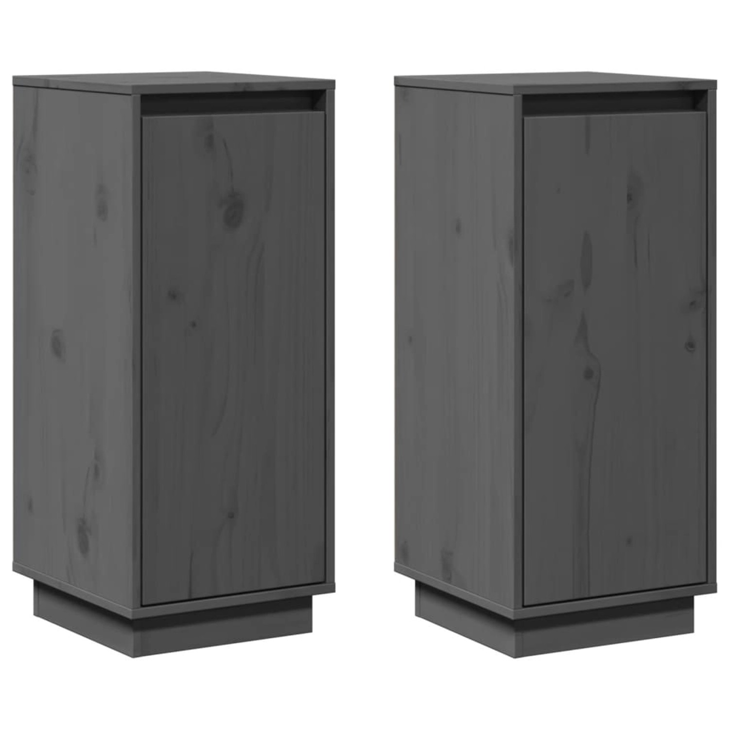 vidaXL Sideboards 2 Stk Grau 31,5x34x75 cm Massivholz Kiefer 813355 von VIDAXL