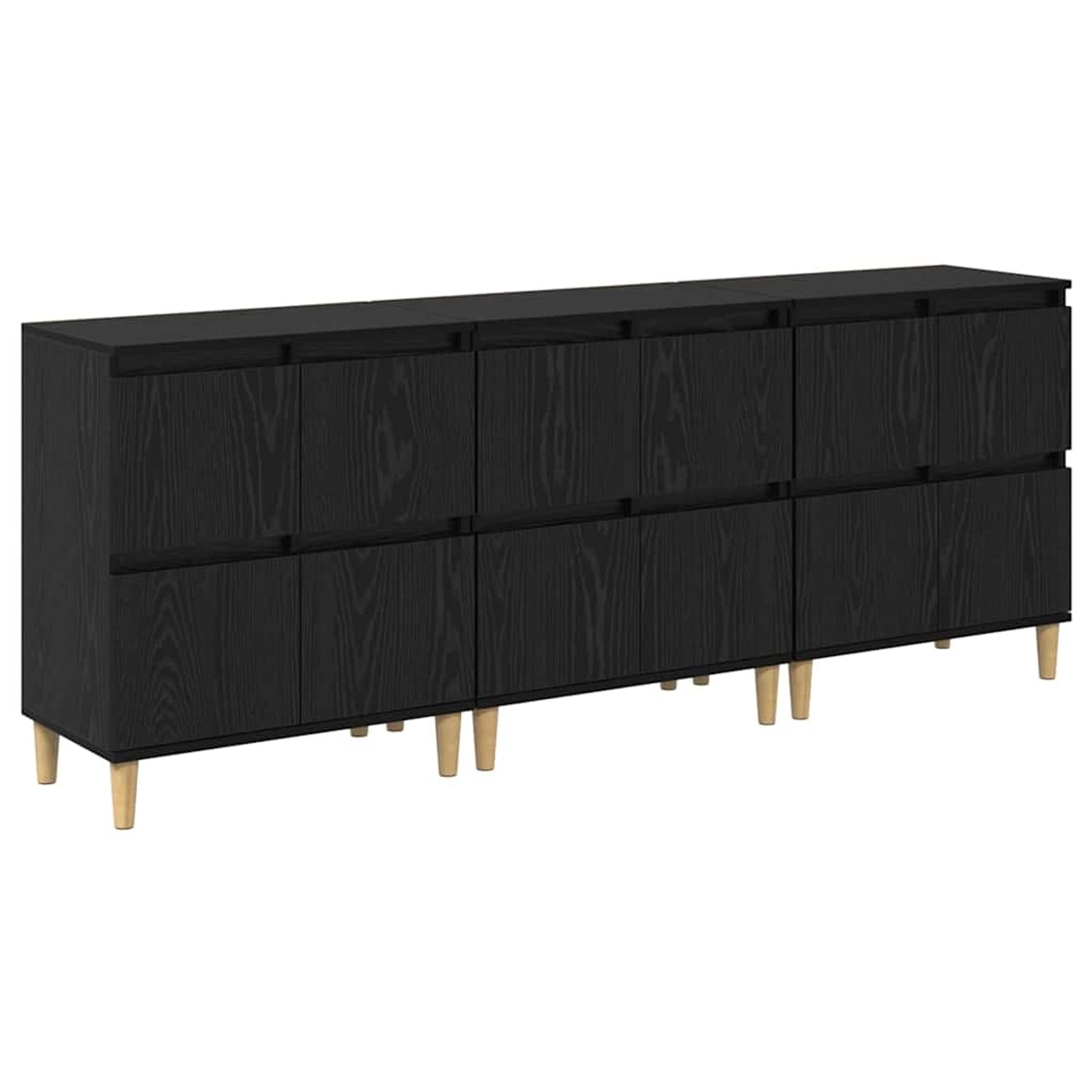 vidaXL Sideboards 3 Stk Schwarz Eichen-Optik 60 x 35 x 70 cm 3415591 von VIDAXL