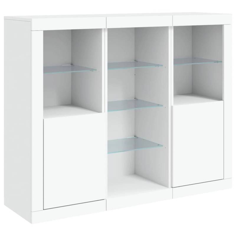 vidaXL Sideboards mit LED-Leuchten 3 Stk Weiß Holzwerkstoff 3209121 von VIDAXL