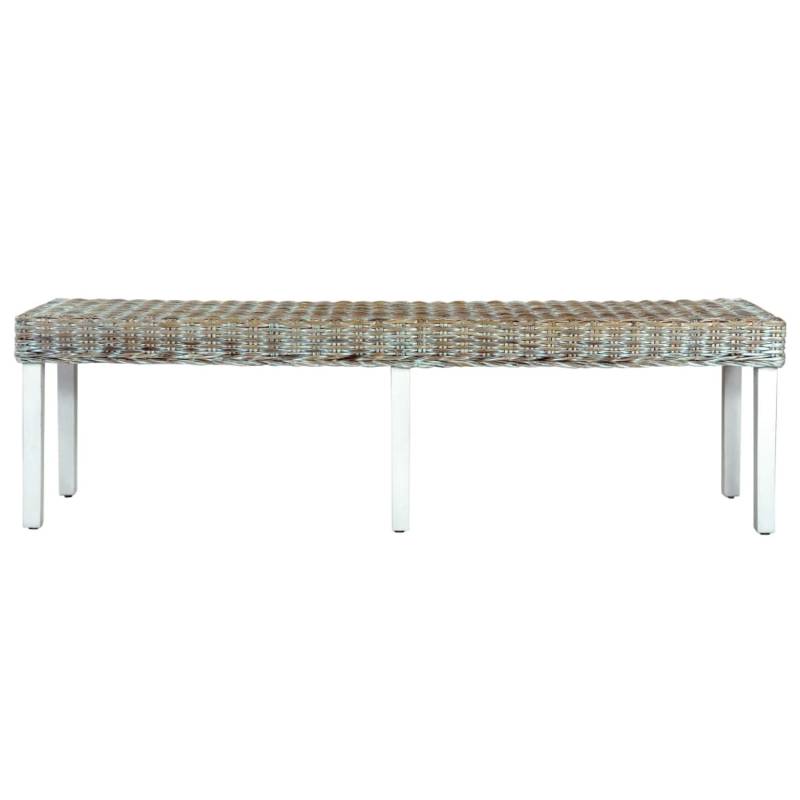 vidaXL Sitzbank 160 cm Weiß Natur Kubu-Rattan und Massivholz Mango von VIDAXL