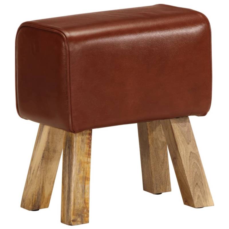 vidaXL Sitzbank Turnbock-Design 38cm Braun Echtleder Mango Massivholz Modell 1 von VIDAXL