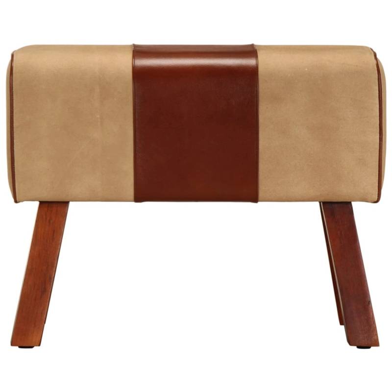 vidaXL Sitzbank Turnbock-Design 58cm Braun Echtleder Mango Massivholz von VIDAXL