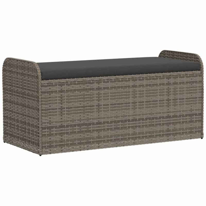vidaXL Sitzbank mit Stauraum & Kissen Grau 115x51x52 cm Poly Rattan von VIDAXL