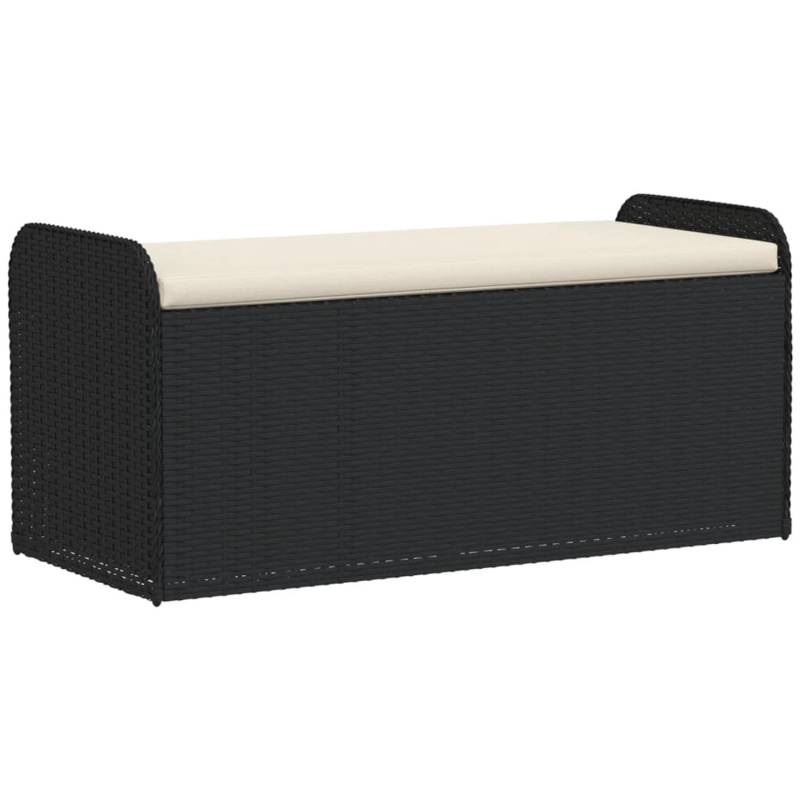 vidaXL Sitzbank mit Stauraum & Kissen Schwarz 115x51x52 cm Poly Rattan von VIDAXL