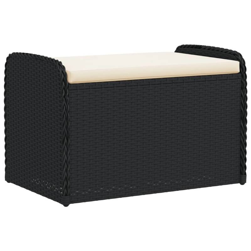 vidaXL Sitzbank mit Stauraum & Kissen Schwarz 80x51x52 cm Poly Rattan von VIDAXL