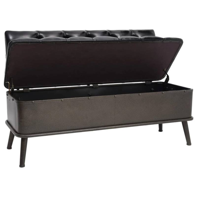 vidaXL Sitzbank mit Stauraum und Rückenlehne 110cm Schwarz Kunstleder von VIDAXL