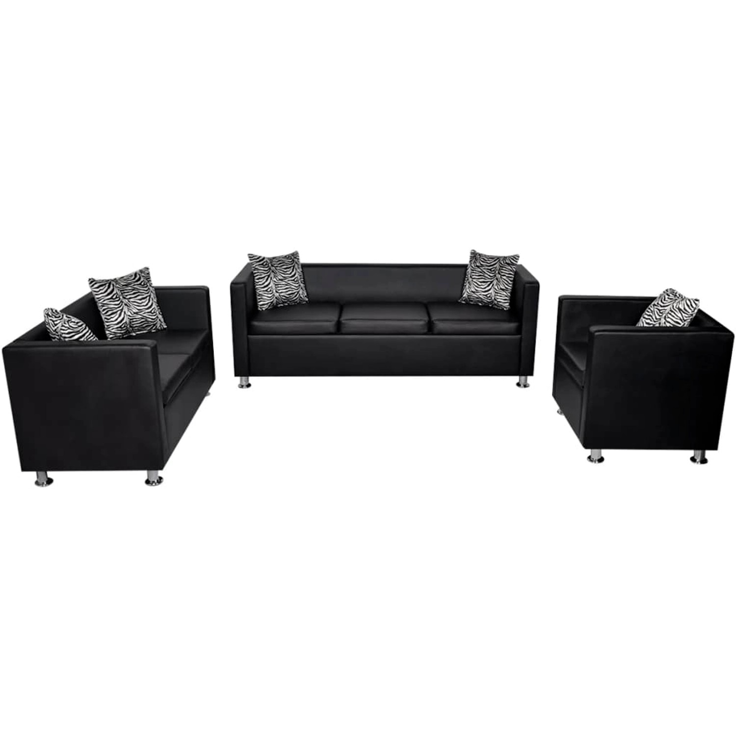 vidaXL Sofa-Set Kunstleder 3-Sitzer + 2-Sitzer + Sessel Schwarz vidaXL Sofa-Set Kunstleder 3-Sitzer + 2-Sitzer + Sessel Schwarz von VIDAXL