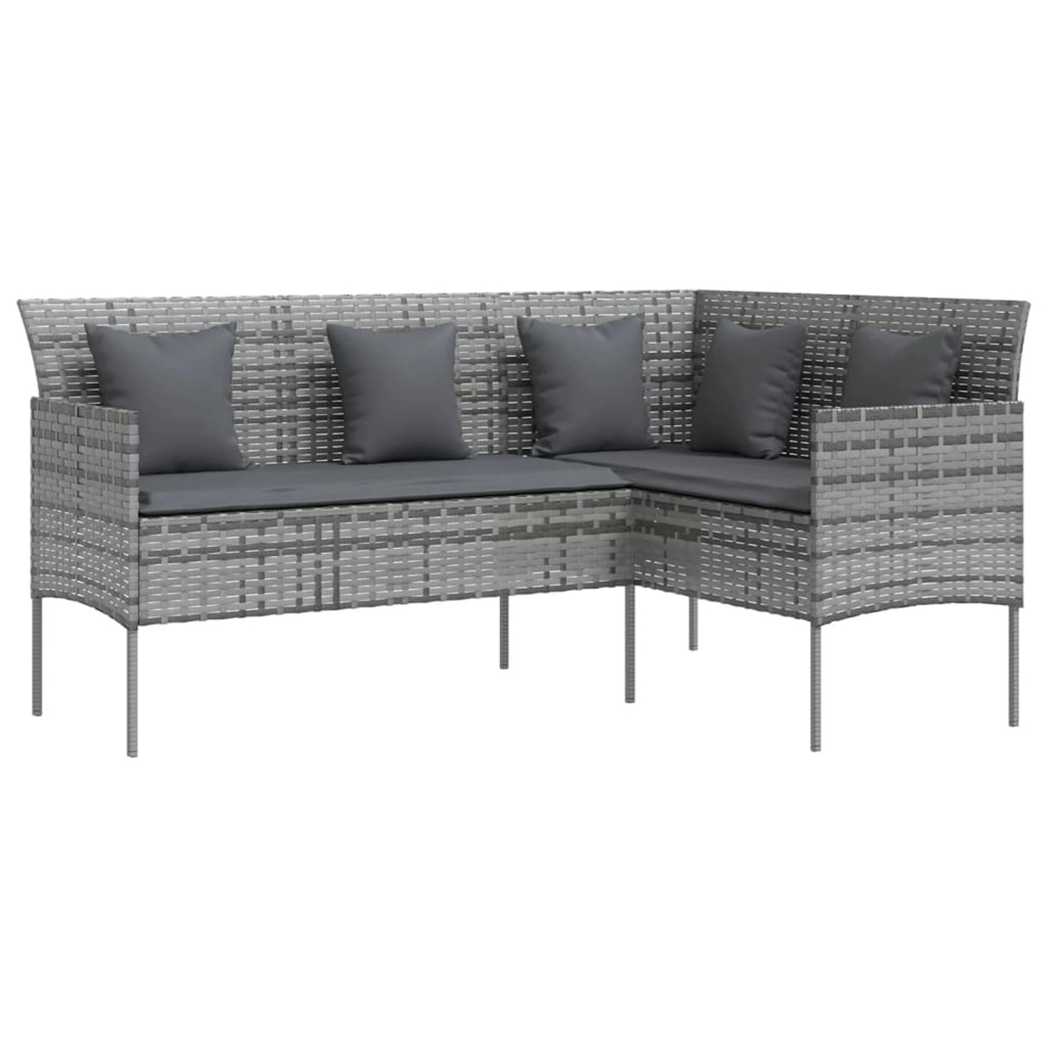 vidaXL Sofa in L-Form mit Kissen Poly Rattan Grau vidaXL Sofa in L-Form mit Kissen Poly Rattan Grau von VIDAXL