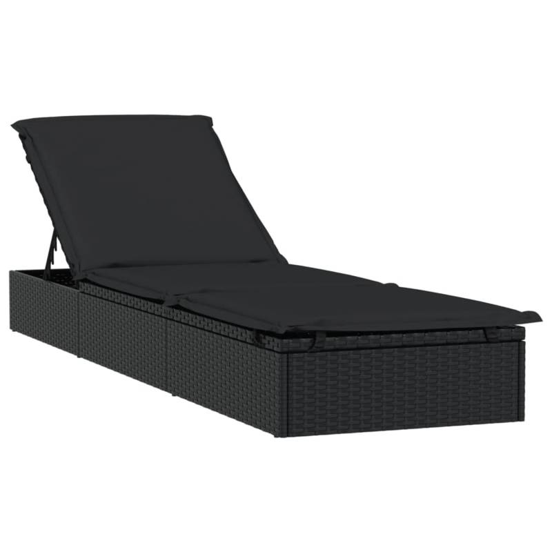 vidaXL Sonnenliege 1 Stk mit Auflage Schwarz 201x55x62 cm Poly Rattan 319632 von VIDAXL