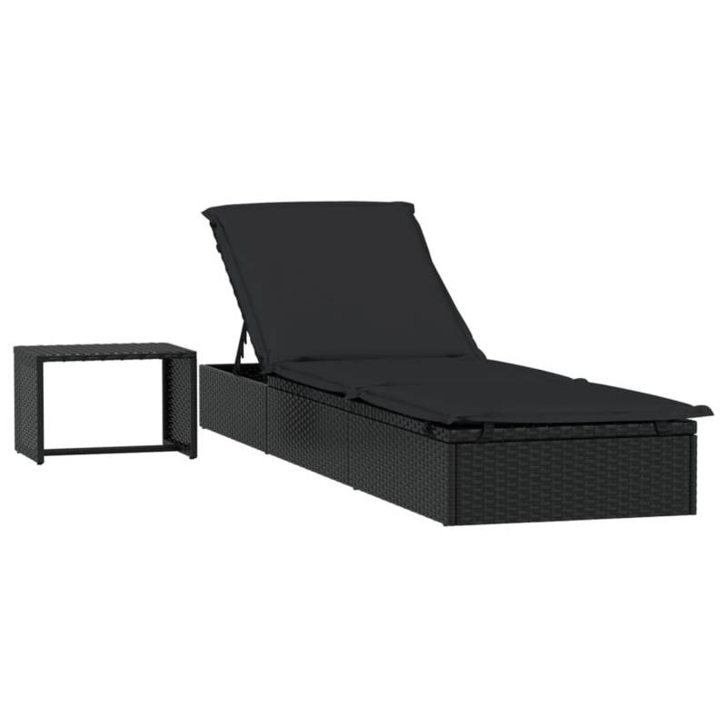 vidaXL Sonnenliege 1 Stk mit Tisch Schwarz Poly Rattan 319634 von VIDAXL