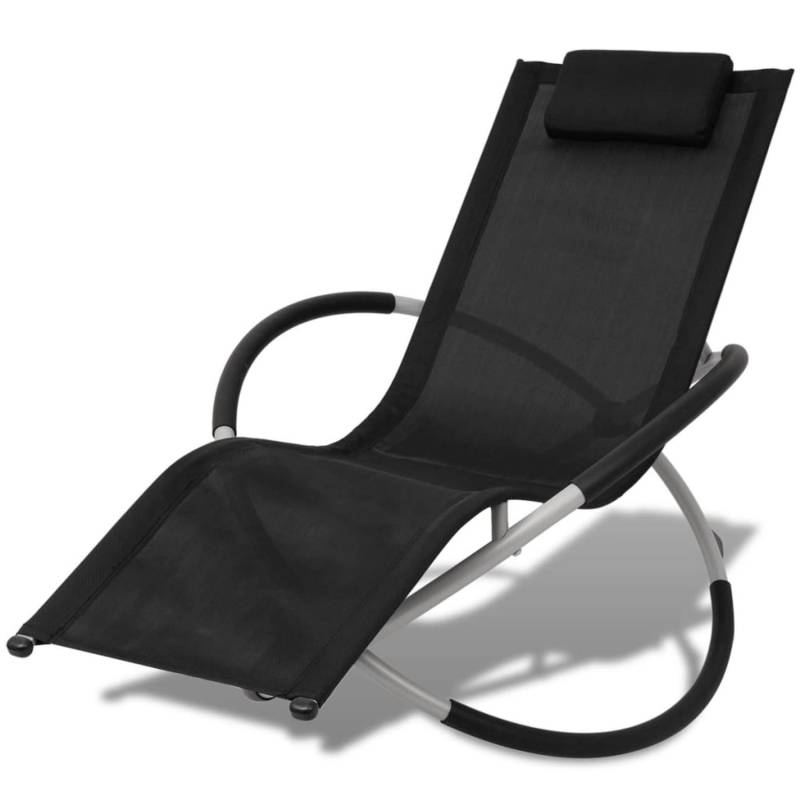 vidaXL Sonnenliege Geometrisch Outdoor Stahl Schwarz und Grau von VIDAXL