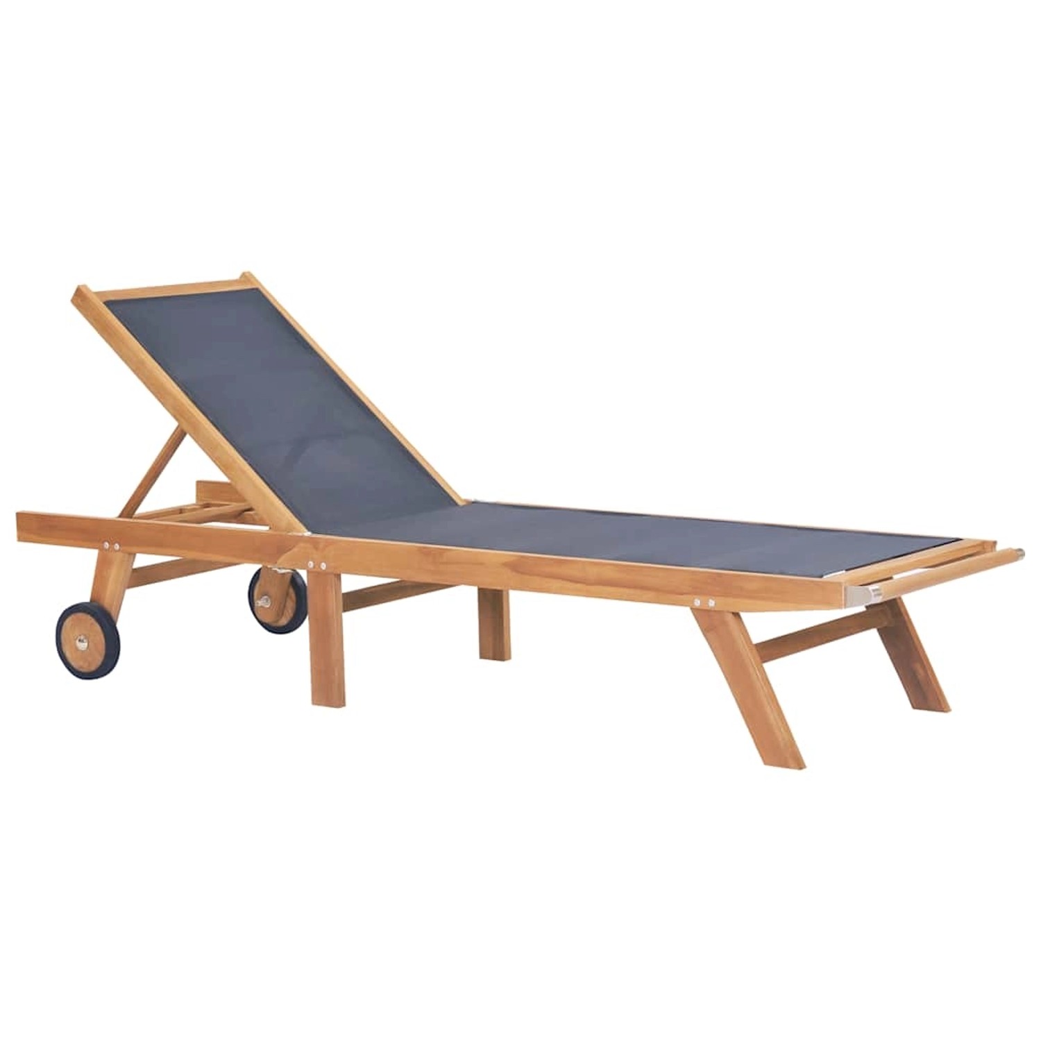 vidaXL Sonnenliege Klappbar mit Rädern Teak Massivholz und Textilene 44668 vidaXL Sonnenliege Klappbar mit Rädern Teak Massivholz und Textilene 44668 von VIDAXL