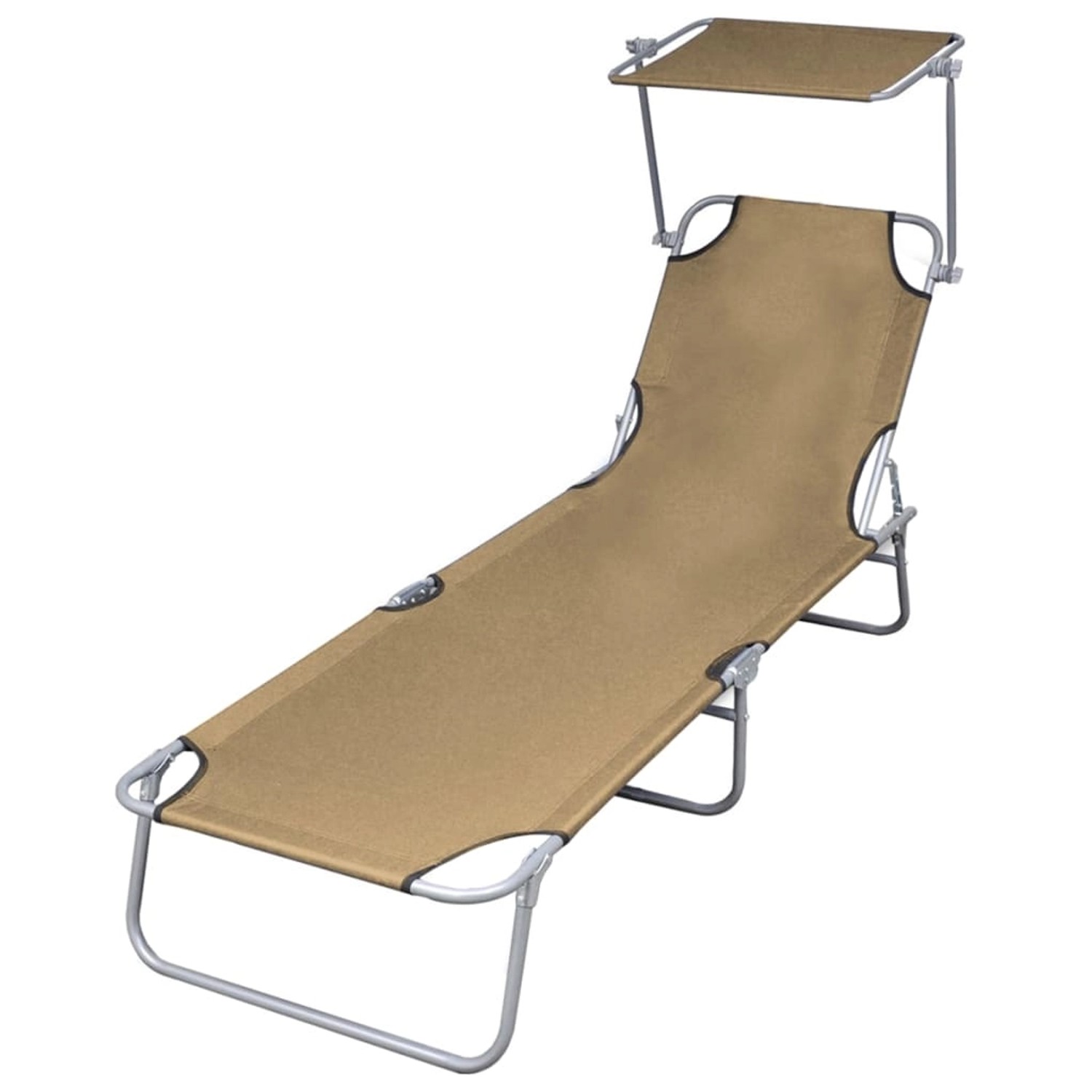 vidaXL Sonnenliege Klappbar mit Sonnenschutz Stahl Taupe 44292 vidaXL Sonnenliege Klappbar mit Sonnenschutz Stahl Taupe 44292 von VIDAXL