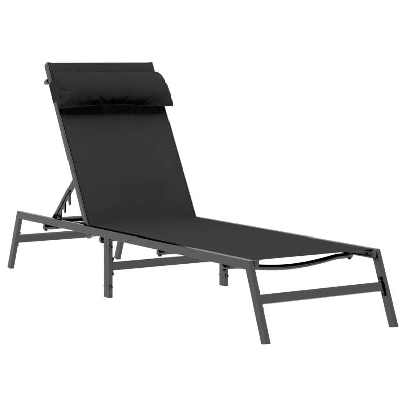 vidaXL Sonnenliege Schwarz Stahl Textilene Einzel 42010348 von VIDAXL