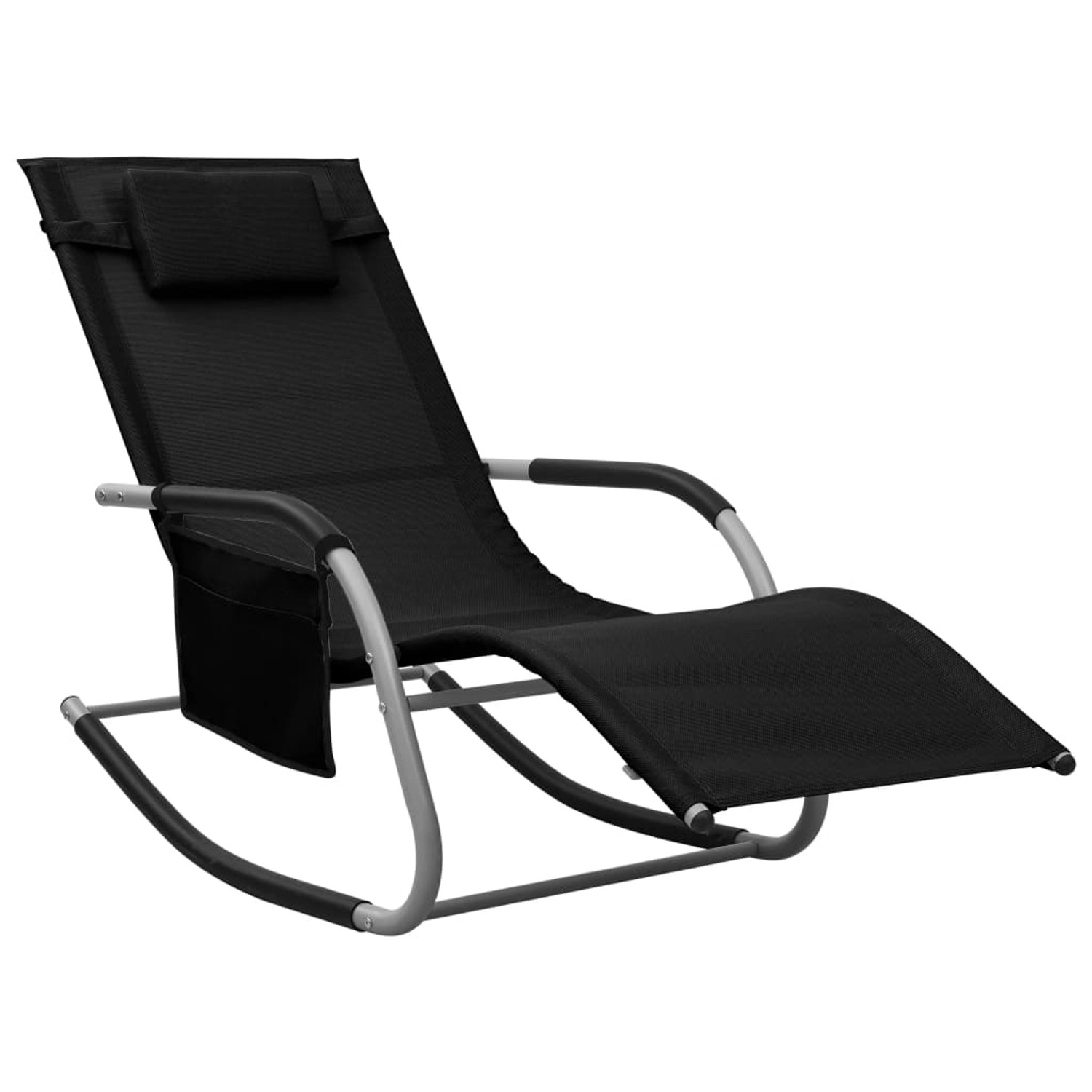 vidaXL Sonnenliege Textilene Schwarz und Grau 149 x 62 x 88 cm vidaXL Sonnenliege Textilene Schwarz und Grau 149 x 62 x 88 cm von VIDAXL