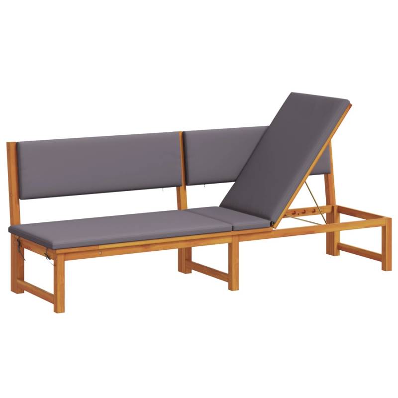 vidaXL Sonnenliege mit 3-in-1-Funktion und Hellgrauen Kissen aus Massivem Akazienholz 4108113 von VIDAXL