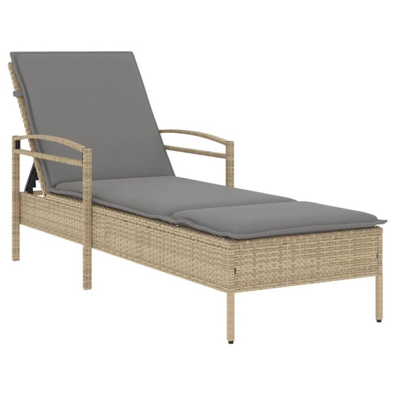 vidaXL Sonnenliege mit Auflage Beige 63x200x81 cm Poly Rattan 368302 von VIDAXL