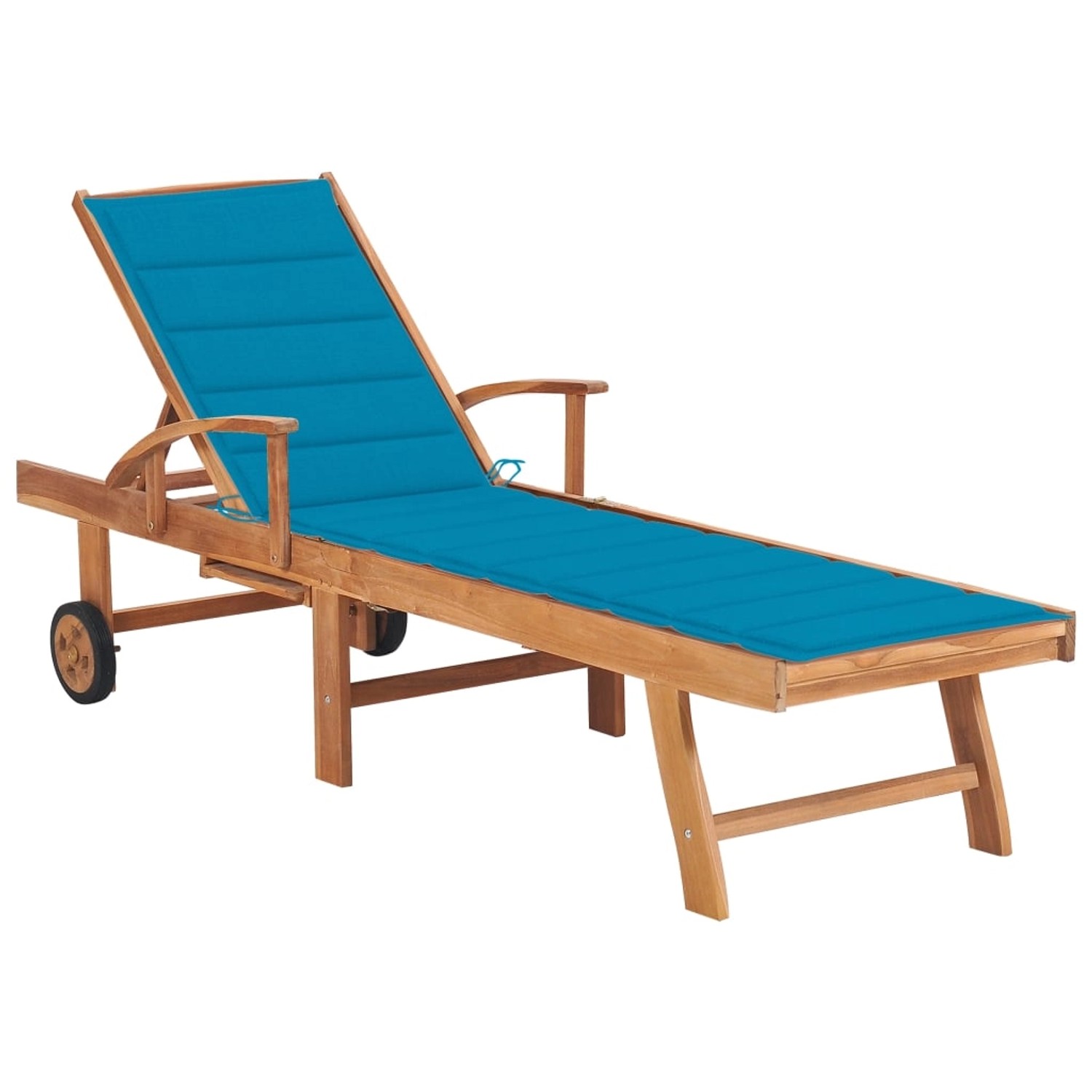 vidaXL Sonnenliege mit Auflage Blau Massivholz Teak 3063010 von VIDAXL