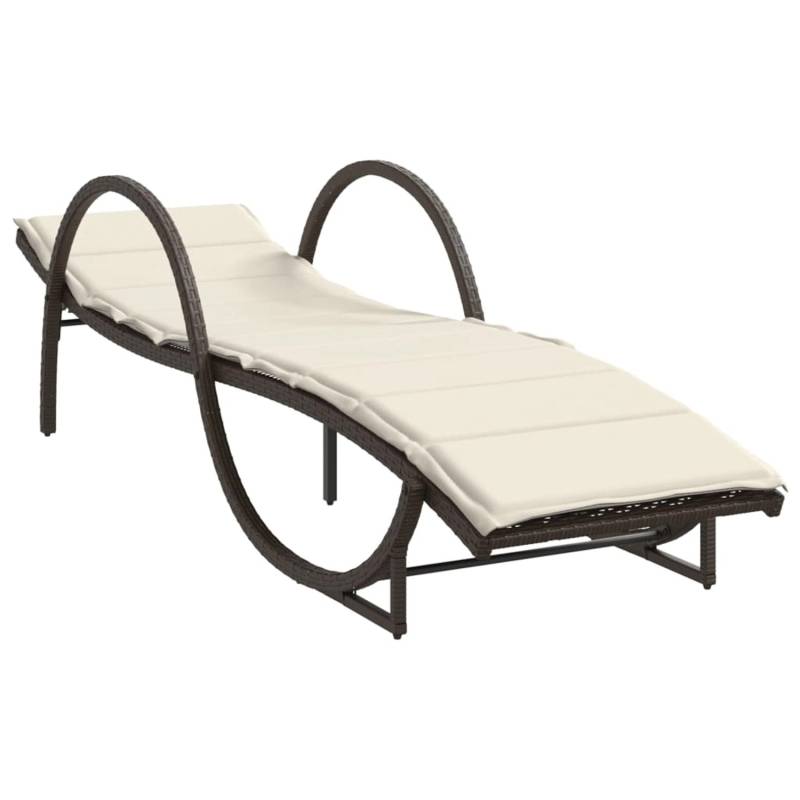 vidaXL Sonnenliege mit Auflage Braun 60x199x42 cm Poly Rattan 368258 von VIDAXL