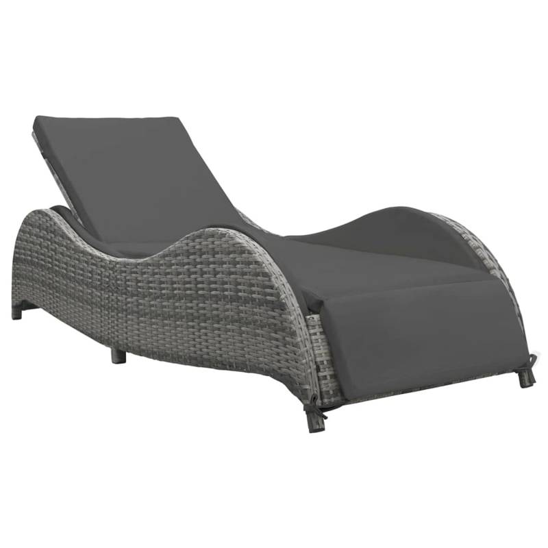 vidaXL Sonnenliege mit Auflage Poly Rattan Anthrazit von VIDAXL