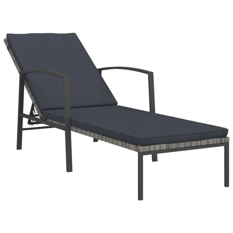 vidaXL Sonnenliege mit Auflage Poly Rattan Grau 317636 von VIDAXL