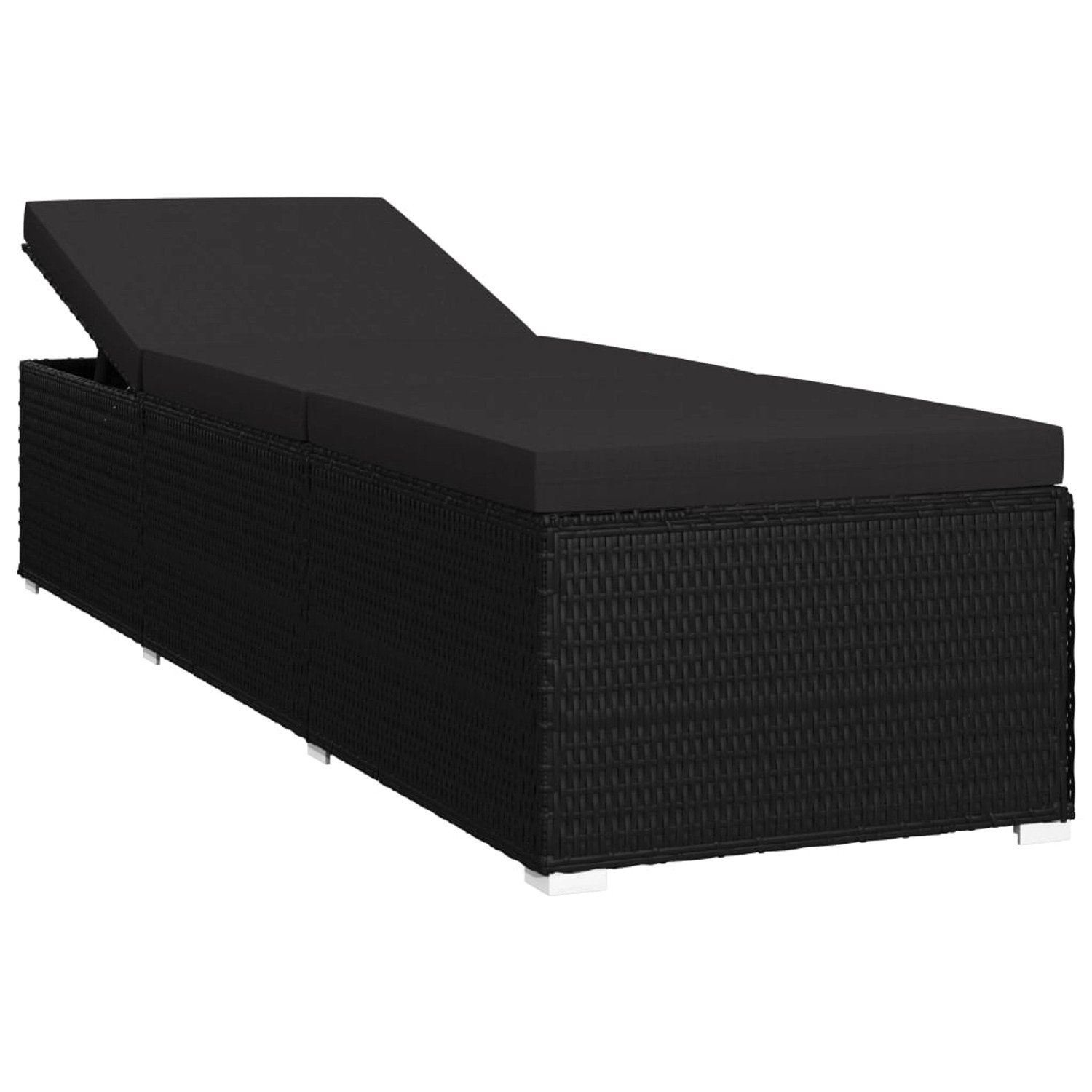 vidaXL Sonnenliege mit Auflage Poly Rattan Schwarz Pulverbeschichtetes Stahlgestell vidaXL Sonnenliege mit Auflage Poly Rattan Schwarz Pulverbeschichtetes Stahlgestell von VIDAXL