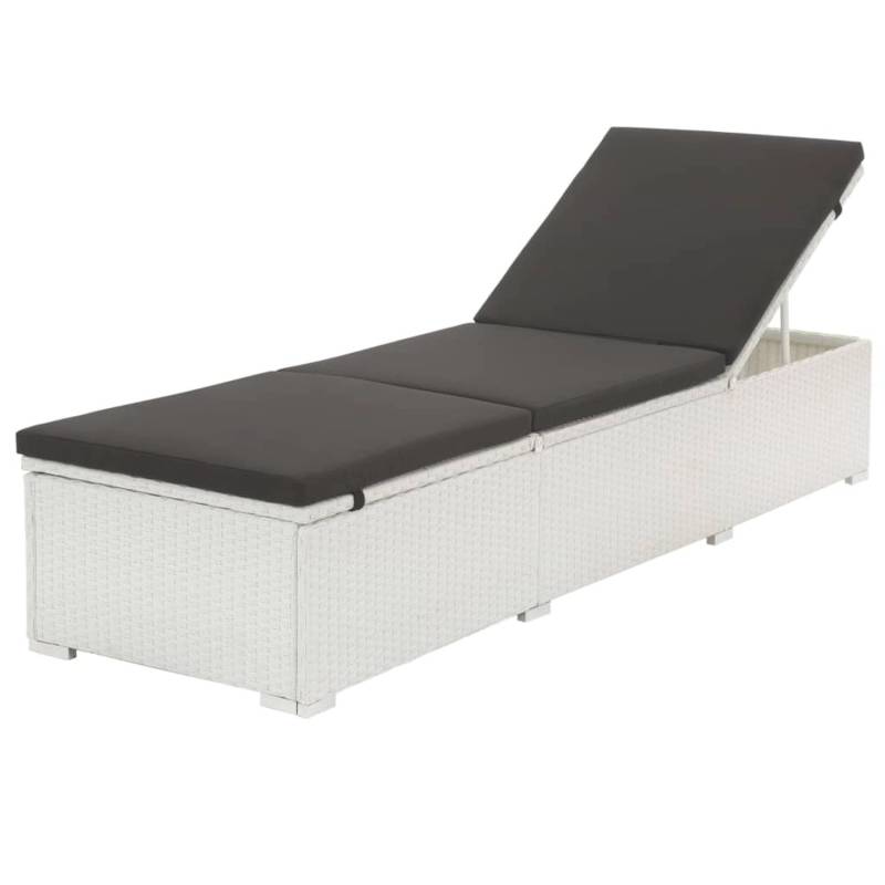 vidaXL Sonnenliege mit Auflage Poly Rattan Weiß 43951 von VIDAXL