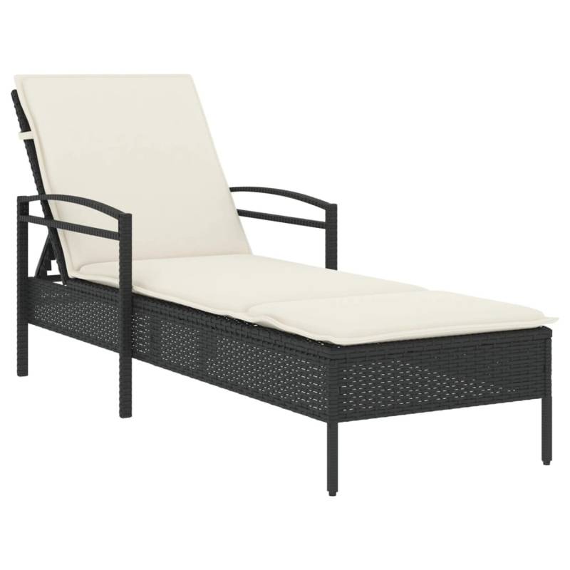 vidaXL Sonnenliege mit Auflage Schwarz 63x200x81 cm Poly Rattan 368299 von VIDAXL