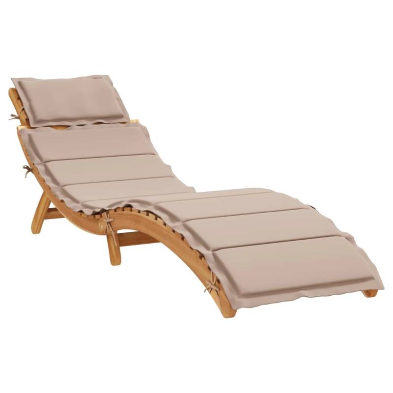 vidaXL Sonnenliege mit Auflage Taupe Massivholz Akazie 367636 von VIDAXL